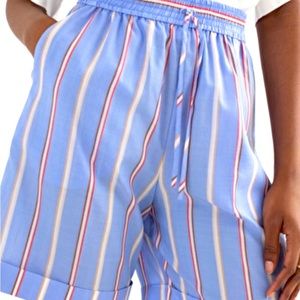 & other stories blue striped lyocell shorts